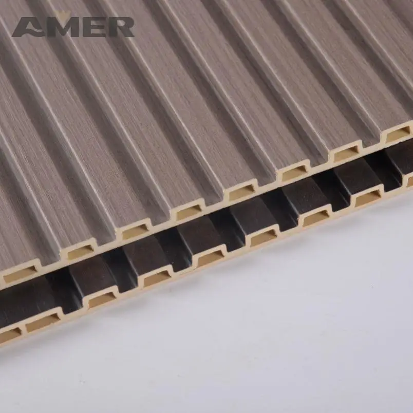Amer outdoor facade fluted wpc wall 3d panel molding exterior paneles de pared wpc wpvc wall cladding panels interior wall