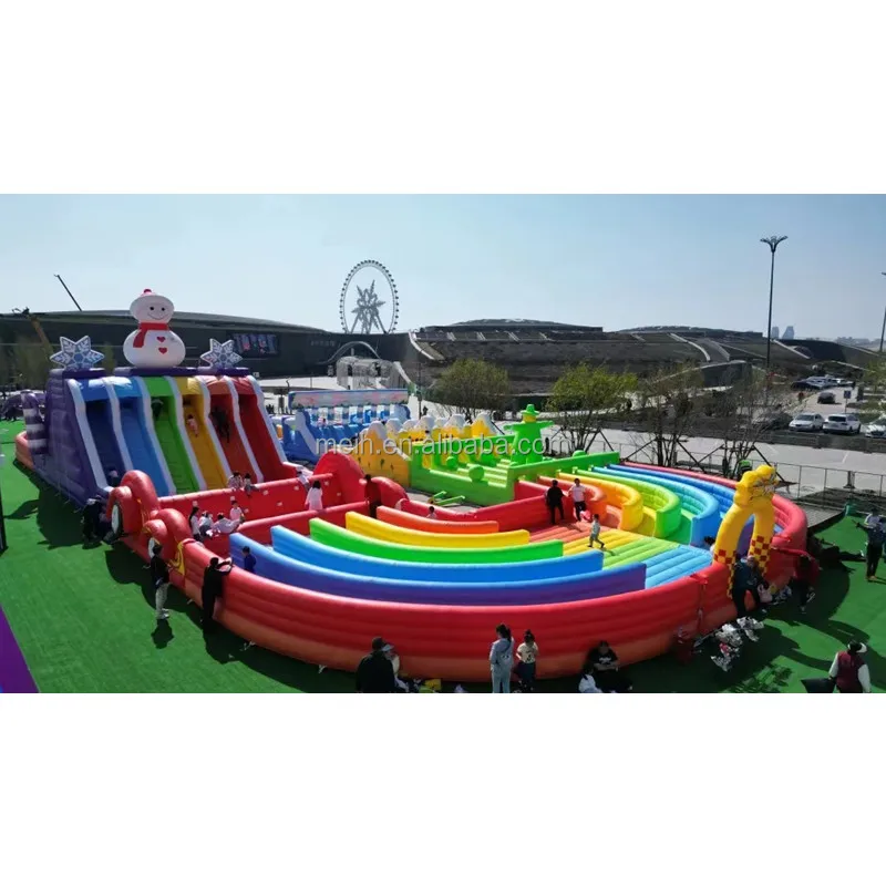 Factory customized new design inflatable land obstacle course kids jumping bouncer slide castle for sale