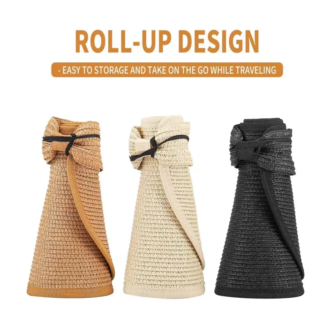 Women Summer Fashion Sun Visor Hats Wide Brim Large Straw Beach Hat For Outdoor