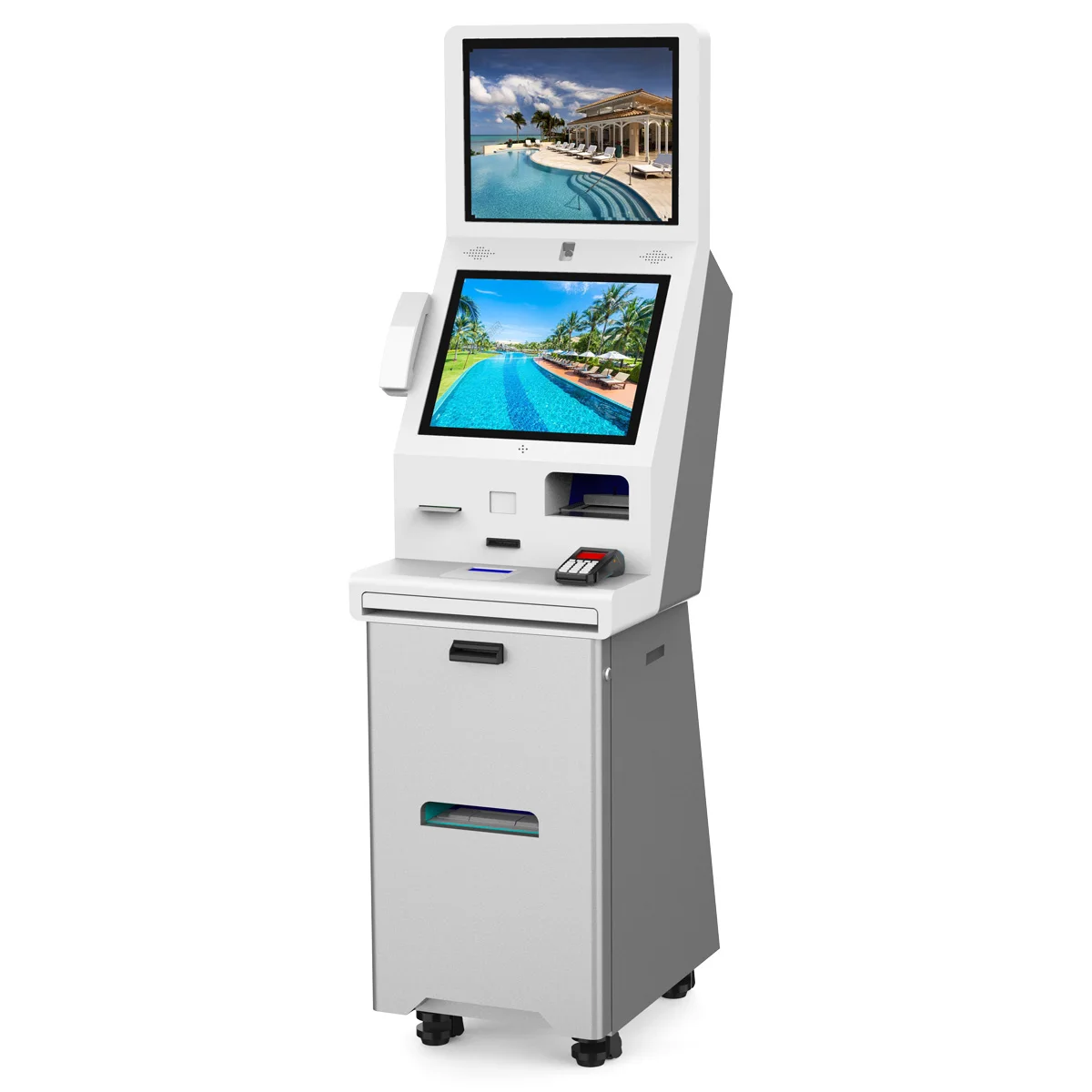 Custom floor standing self-service terminal hotel key card dispenser kiosk hotel kiosk self check-in queue system kiosk