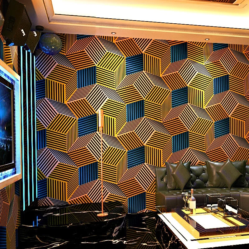 KTV Wallpaper Karaoke 3d Reflective Geometric Pattern Theme Box Background Wall Paper
