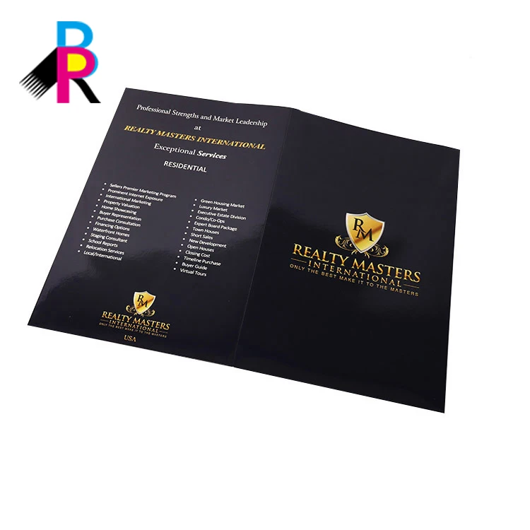 
Customized Logo Printing Black Good Quality Commercial Leaflet Presentation Folder  (62582223115)