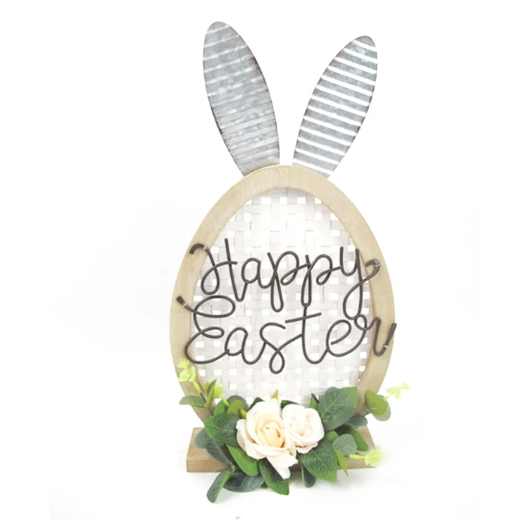 
The best factory hot sales easter rabbit hanging decoration wood plaque signs wholesale 