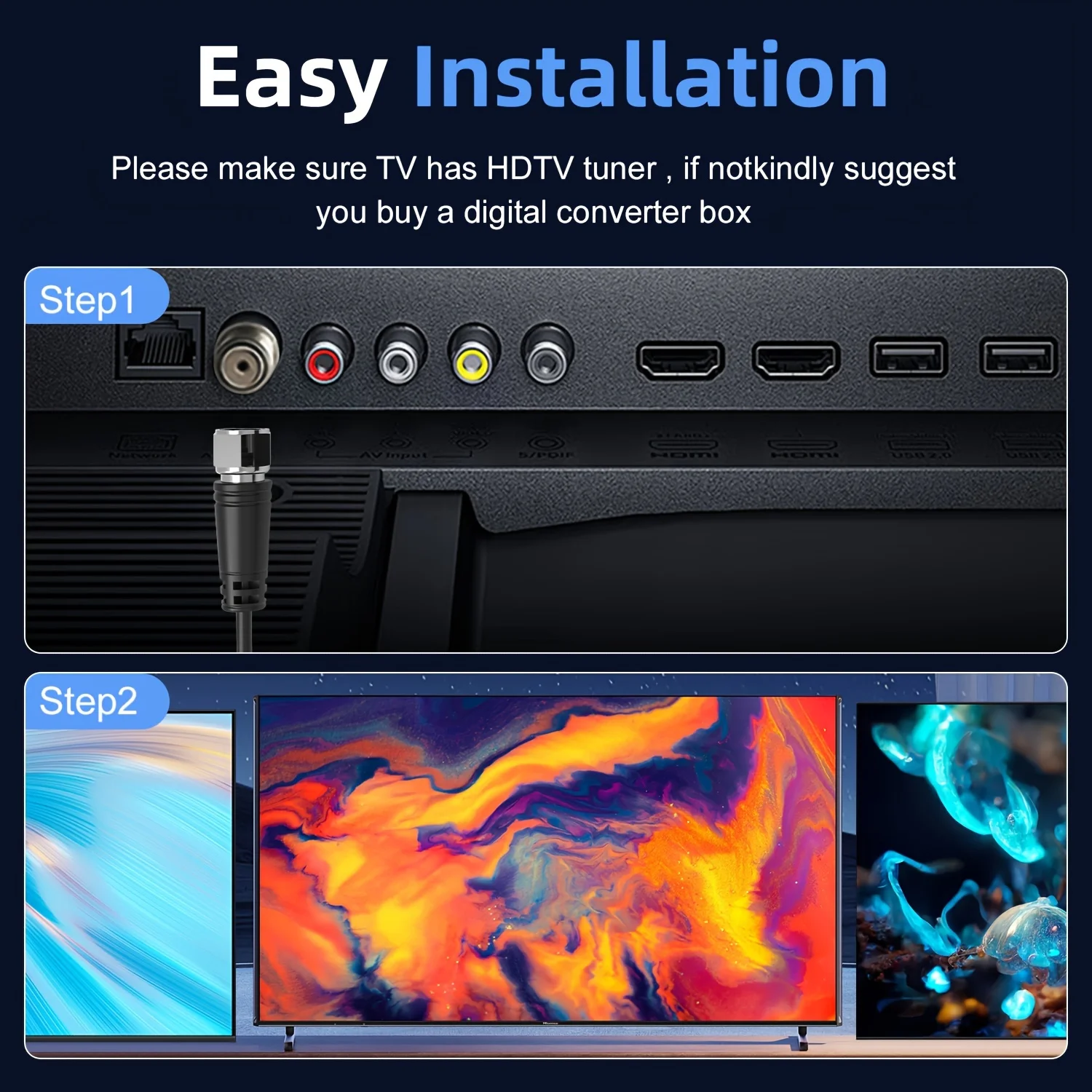 28dBi High Gain Long Range Indoor Digital TV Antenna With Amplifier 1080P 4K Free Digital Indoor Hdtv Uhf Vhf Outdoor Tv Antenna