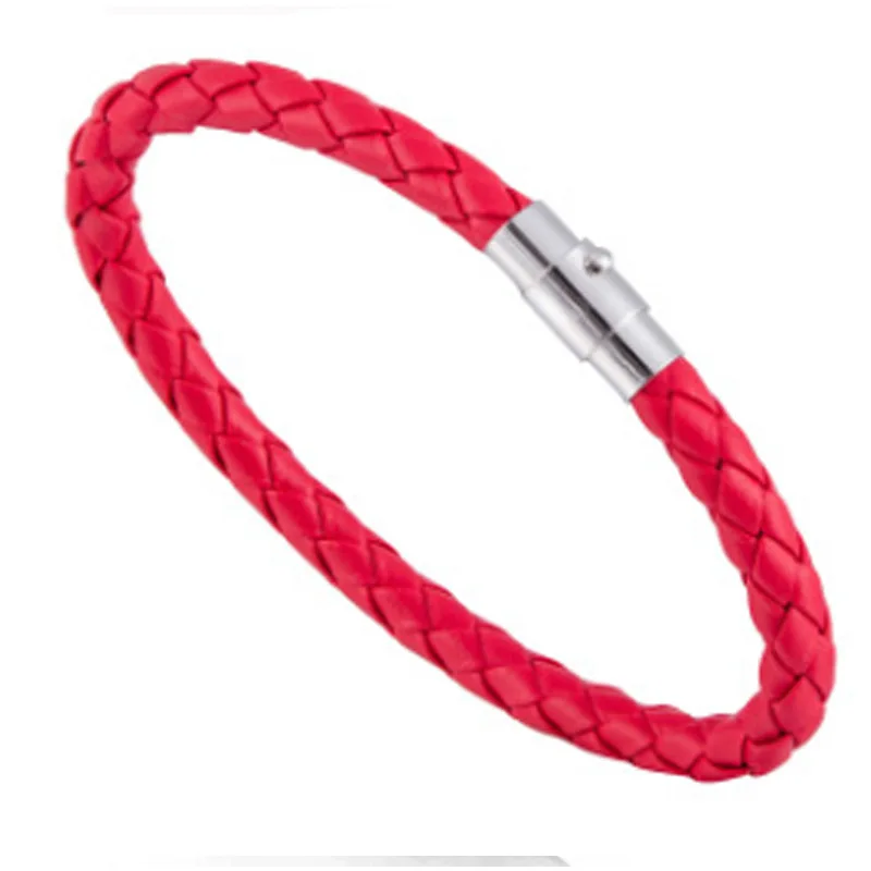 Simple Fashion Accessories PU Leather Buckle Clasps Lock leather Rope Magnetic Bracelet for Men and Women Unisex and Couple
