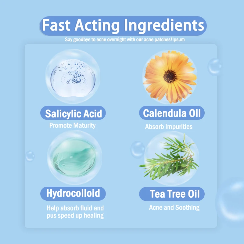 Customized Packing Tea Tree Oil Invisible Waterproof Hydrocolloid Patch Acne Healing Pimple Patches For Skin Care