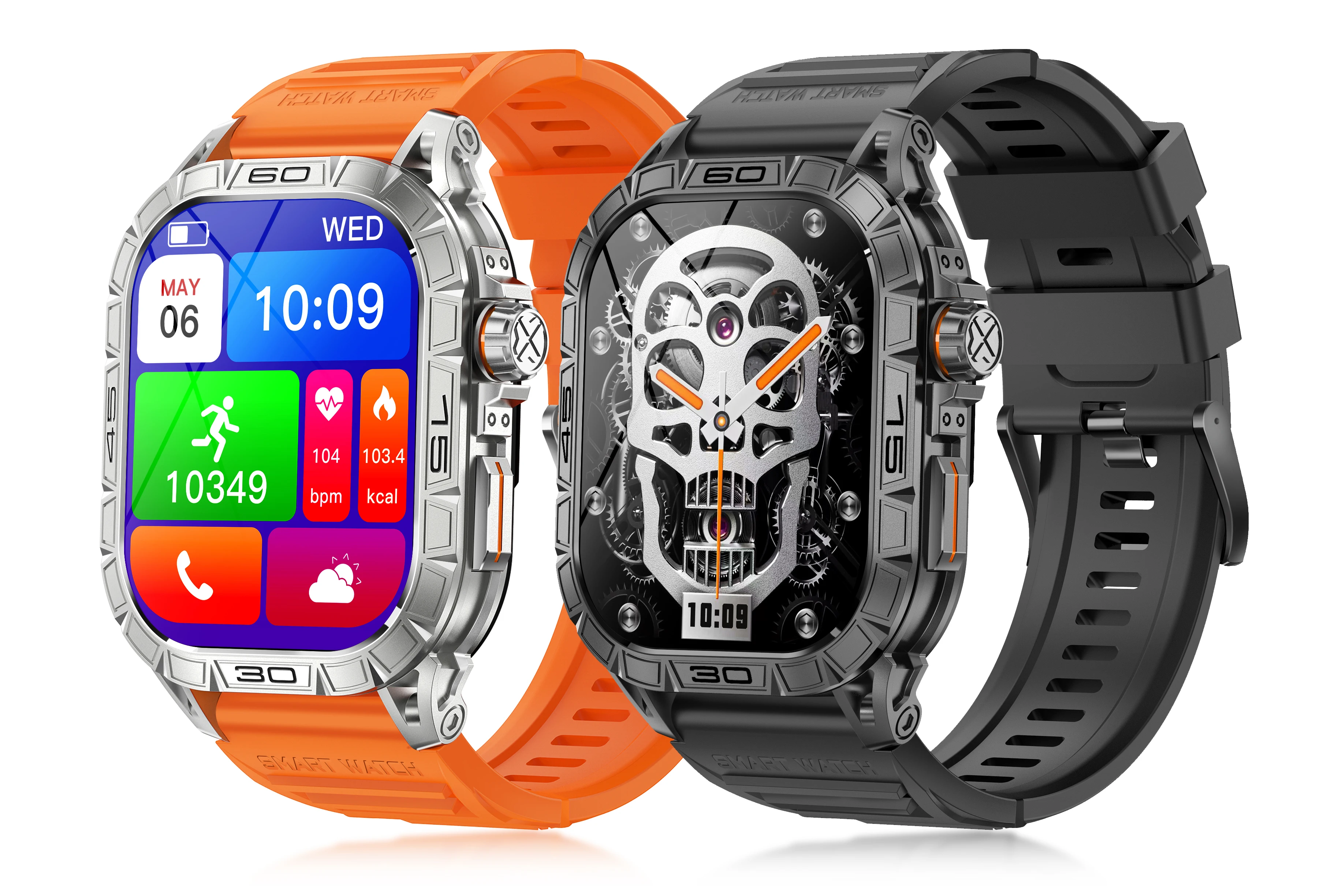 2024 Outdoor Smart Watch for Men BT Call IP68 Waterproof Large Memory Outdoor Sports Smartwatch 380mAh Large Battery