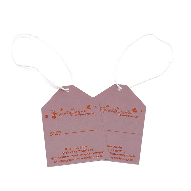 Luxury Cardstock Die cut Shape Product Logo Printed Garment Hang Tag Paper Clothing Custom Hangtag Label