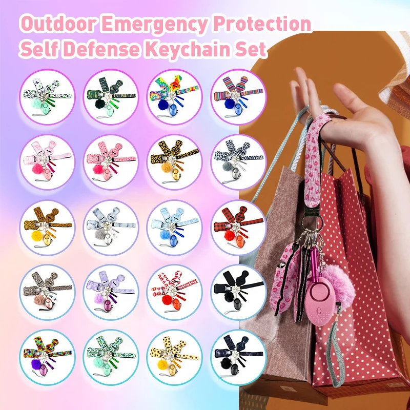 Factory Wholesale Price Outdoor Security Protection Keychain Set Self Defense Keychain Portable Mini Women Defense Keychain