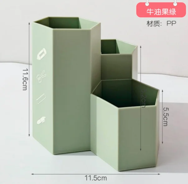 Hot Selling Home Office Accessories Plastic Hexagon Desk Pen Container Pencil Pen Holder
