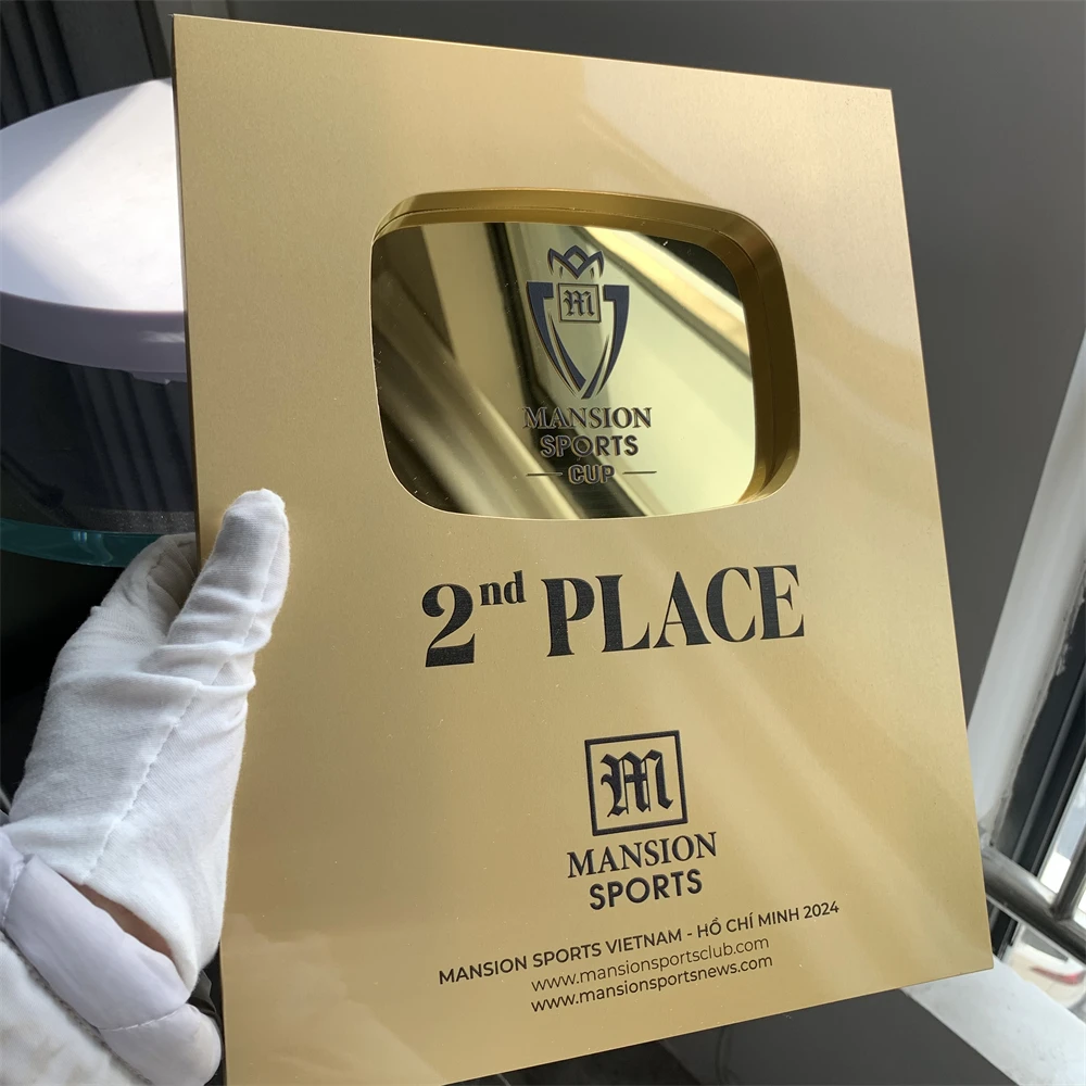 Aluminum Alloy Plaque Customized Logo Youtube Play Button Award Crystal Trophy Acrylic Awards Business Company Events Gifts