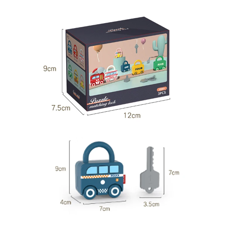 New pretend funny play house educational puzzle small fun car child lock and key unlock toys