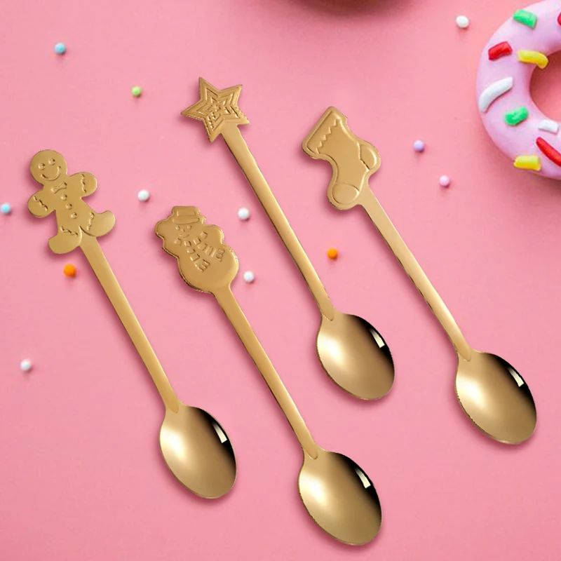 
Creative cute stainless steel coffee spoon for Christmas gift 