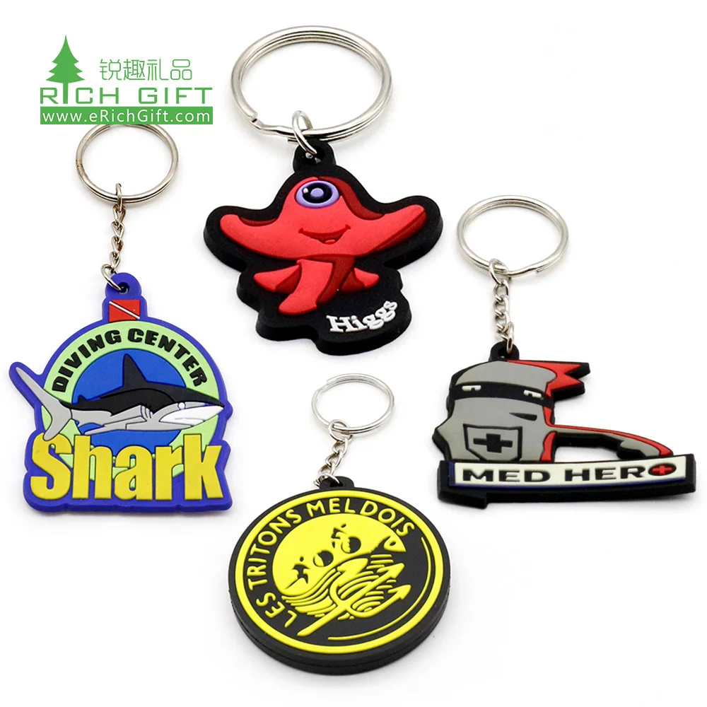 Hot selling custom fashion 3d mini sneaker cartoon animal color filled clear hard soft pvc rubber cute keychains for kids gift