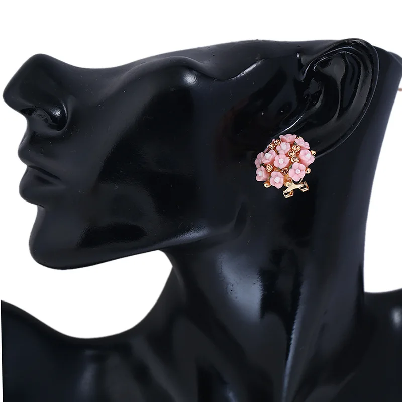 Manufacture Wholesale Jewelry Cute Ceramic Stud Earrings Korean Earrings Whole Ear Clips Ceramic Flower Earrings