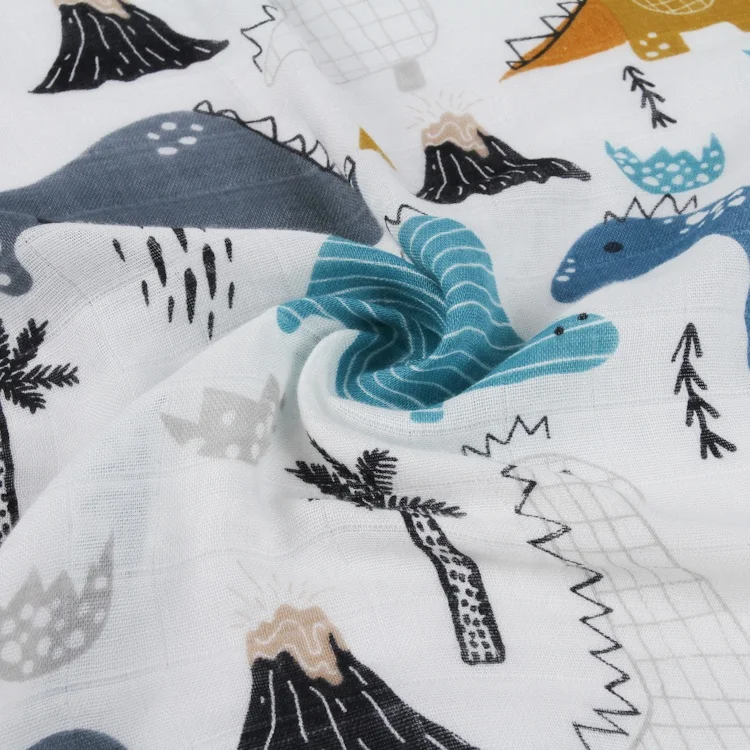 
White customized size animal print 100% cotton best soft blanket baby swaddle muslin for military 