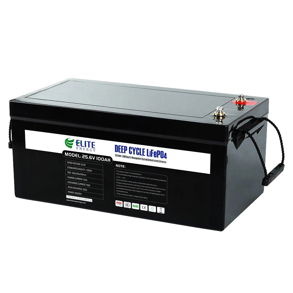 Elite 24V LiFePO4 Batteries Pack 25.6V 100Ah 200Ah Lithium Iron Phosphate Battery Solar Energy Storage Li-ion Battery