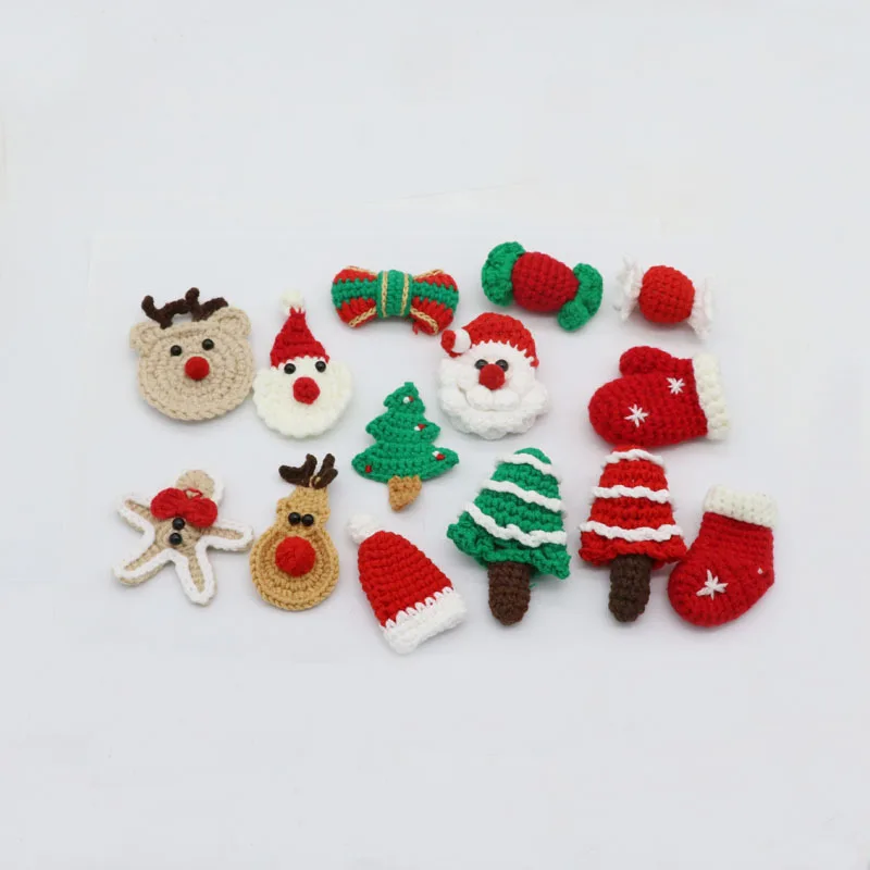 Crochet Christmas tree gloves hat Santa DIY hairpin brooch clothing accessories Christmas decorations