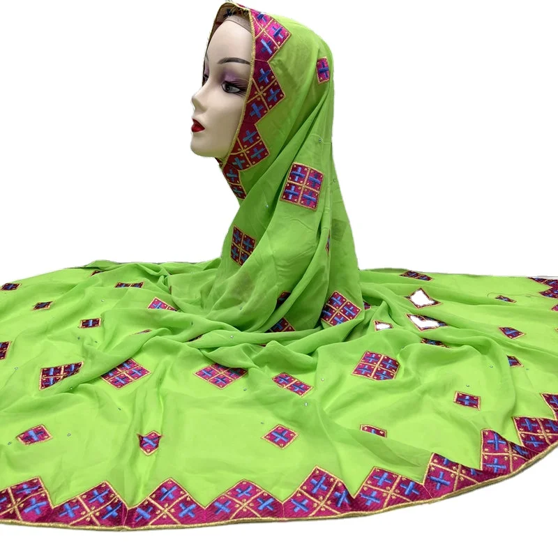 lisami ready for ship New Muslim fashion embroidery arab hijab chiffon big size scarf