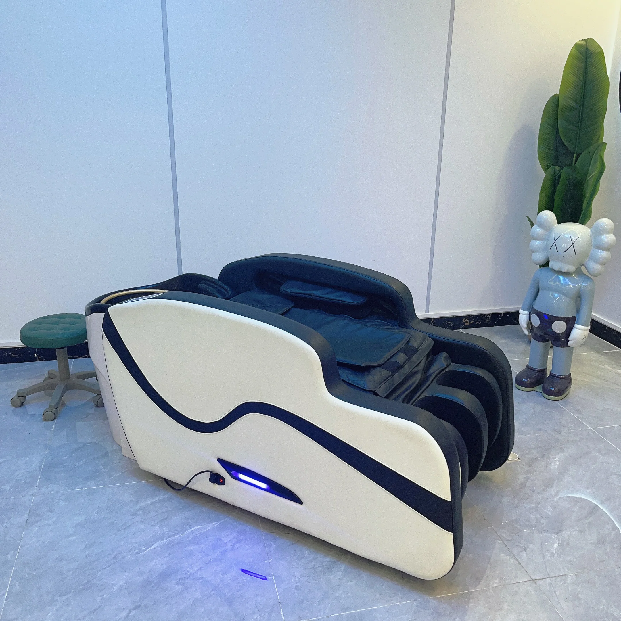 Track Lay Down Hair Washing Modern Shampoo Chair Luxury Professional Airbag Spa Electric Massage Shampoo Bed Chair