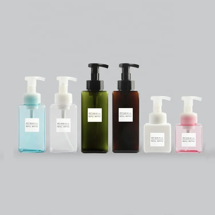 PETG Empty Square Foam Top Pump Bottle 250ml 450ml 650ml Hand Wash Body Foaming Soap Plastic Dispensers Pump Sealing Packaging