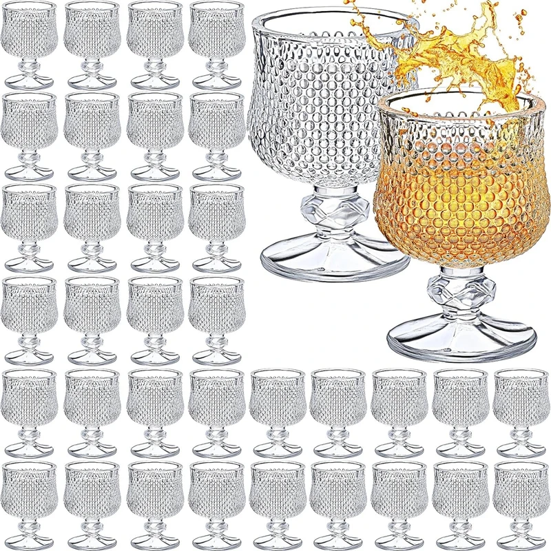 Mini Design 1.75 oz Shot Glasses Set Crystal Shot Glassware Clear Embossed Glass For Drinkware