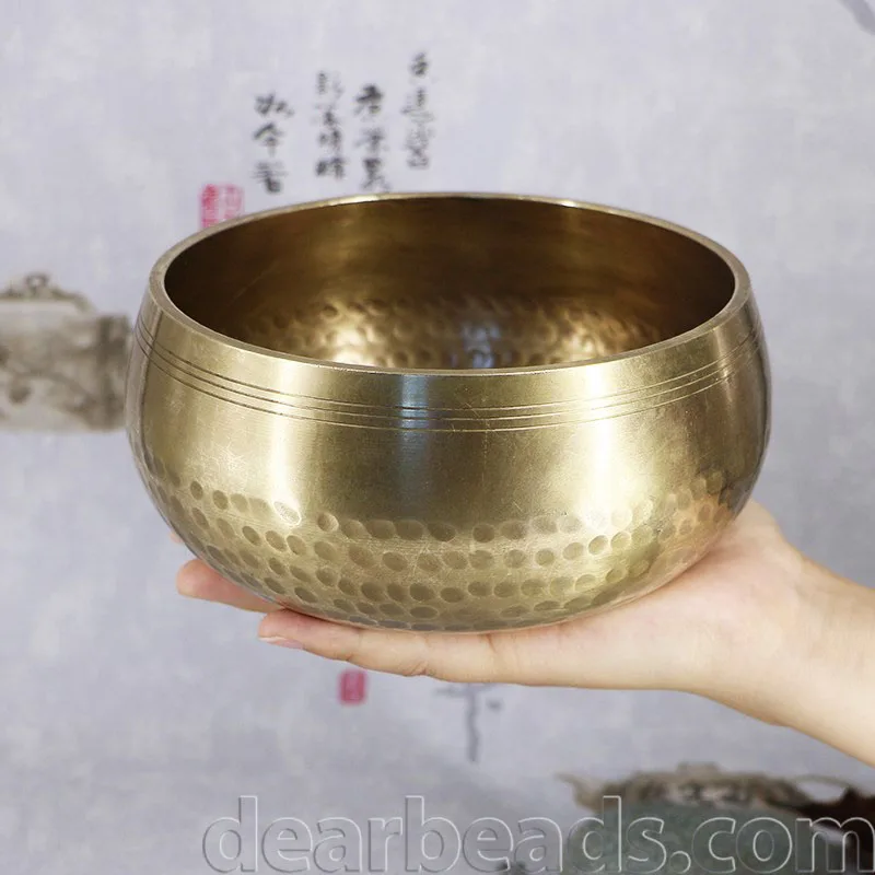 New Nepal Handmade Himalaya Gold Bowl Chakra Tibetan Singing Bowl and Hammered For Yoga Meditation