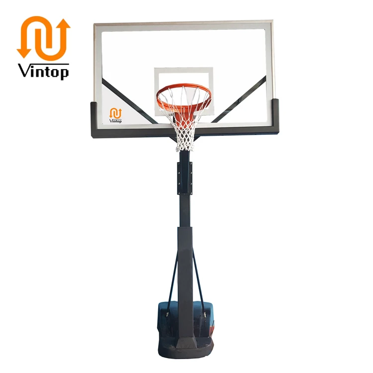 Portable Professional Basketball Hoop Fixed Height 72'*42' Backboard Basketball Rings with Stand Steel Durable Tempered Glass