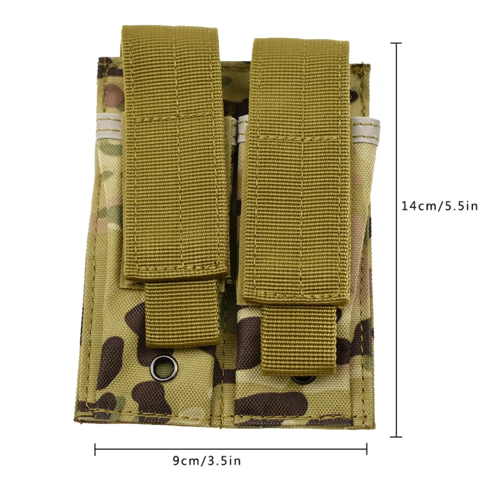 Nylon Tactical Molle Belt Double Mag Pouch Flashlight EDC Tools Holder Carrier Hunting Accessories