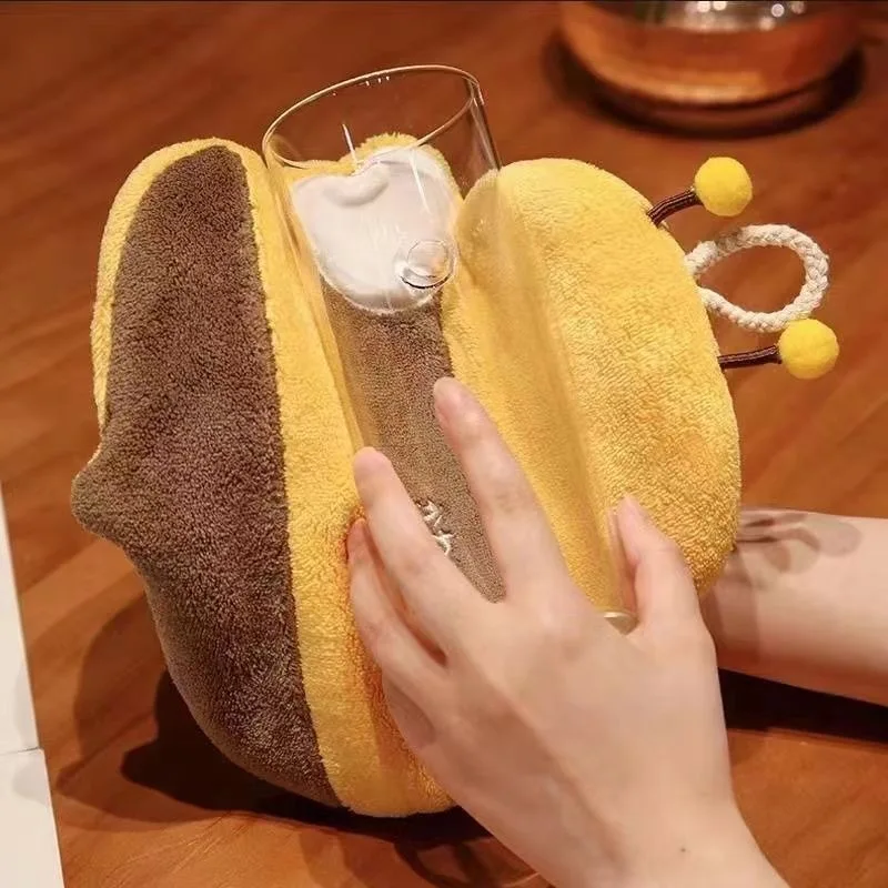 Cute Panda Shape Microfiber Wipe Hand Towels Quick-Dry Coral Fleece for Kitchen & Bathroom & Soft Absorbent for Promotional Gift