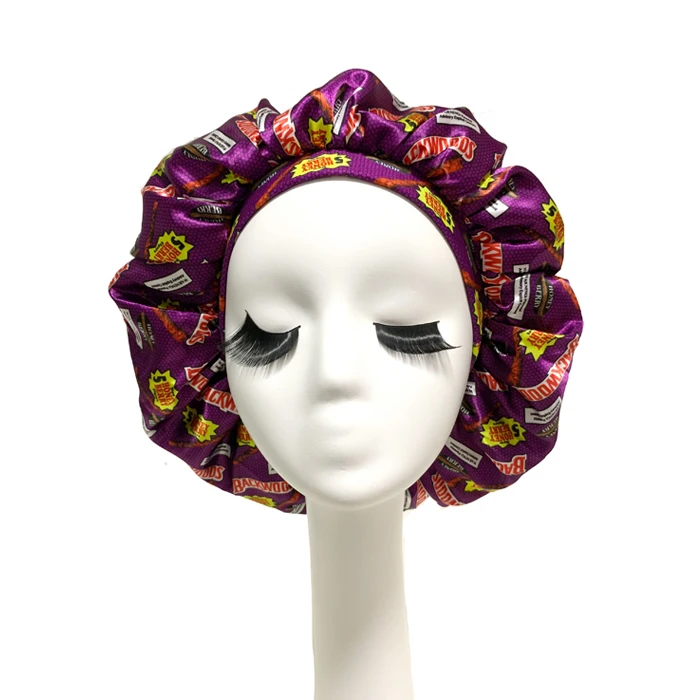 Hot Amazon Big Large Head Satin Bonnet Double Layer Bonnets Custom Logo