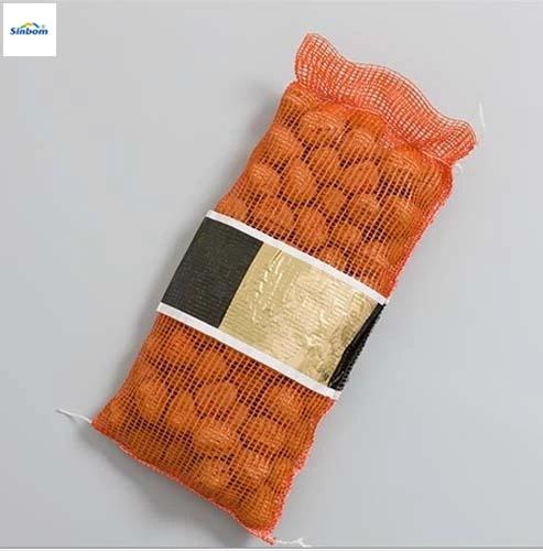Small white plastic leno net onion sack fruit mesh bags with draw string