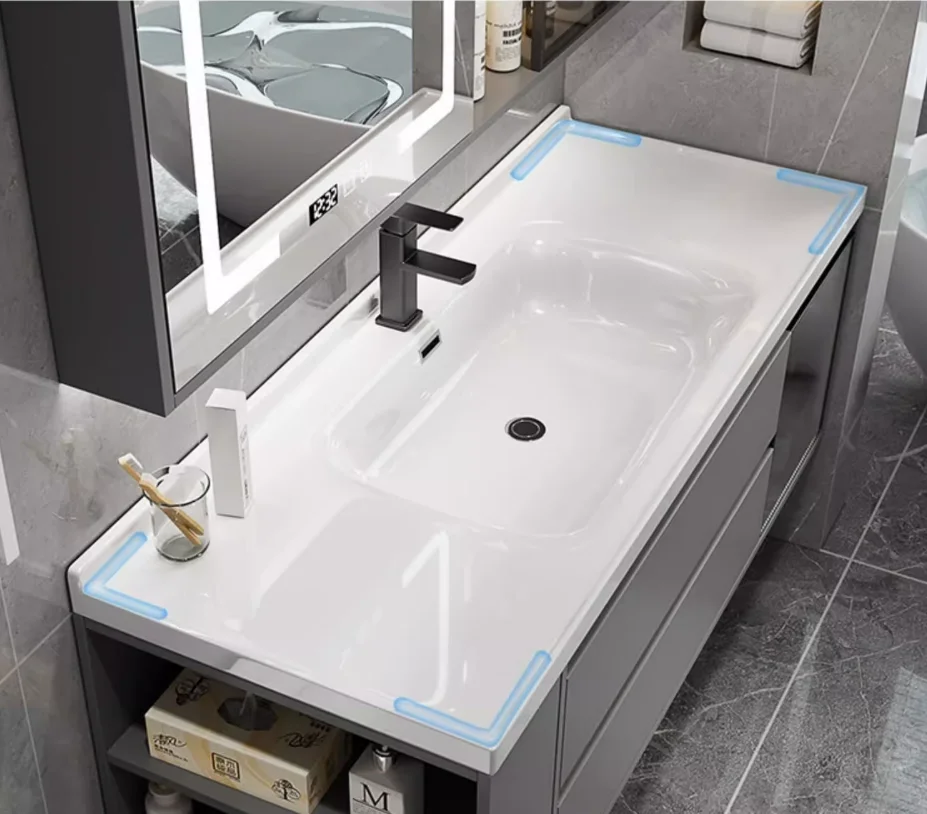 Ceramic basin bathroom cabinet combination vanity with mirror wash basin for hotel bathroom