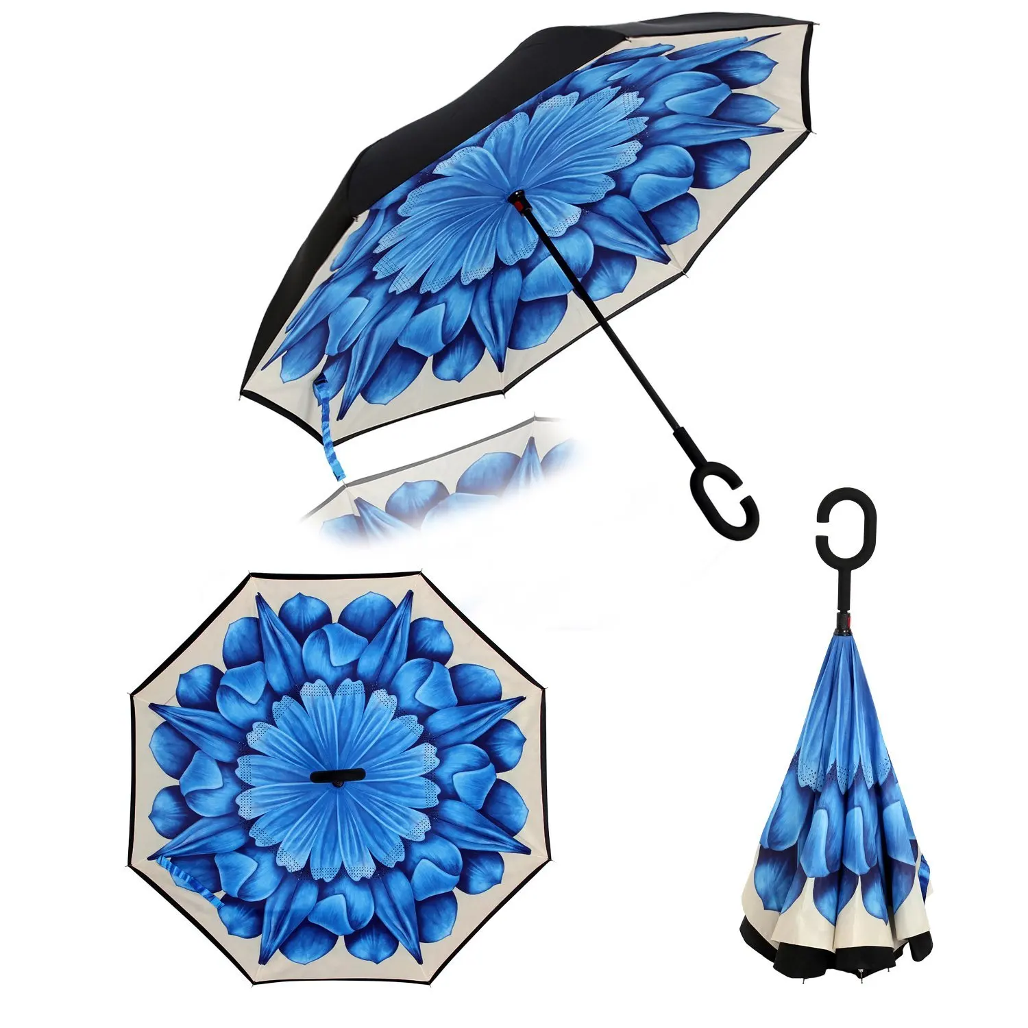 Ok Зонтик Изготовленный На Заказ Печать с защитой от ветра и зонт образной ручкой Обратный двойной слой перевернутый прямой зонтик