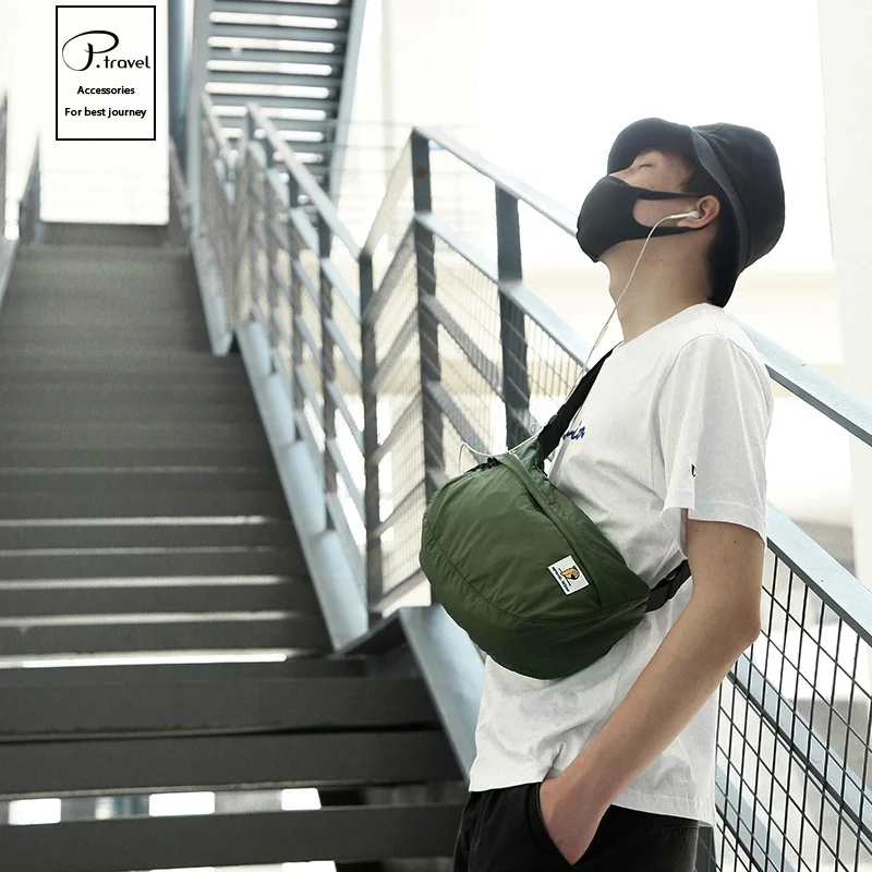 Fashion Lightweight Pocket Sling Green Waist Pack Bags for Travel waist bag custom logo Nylon shoulder Bag