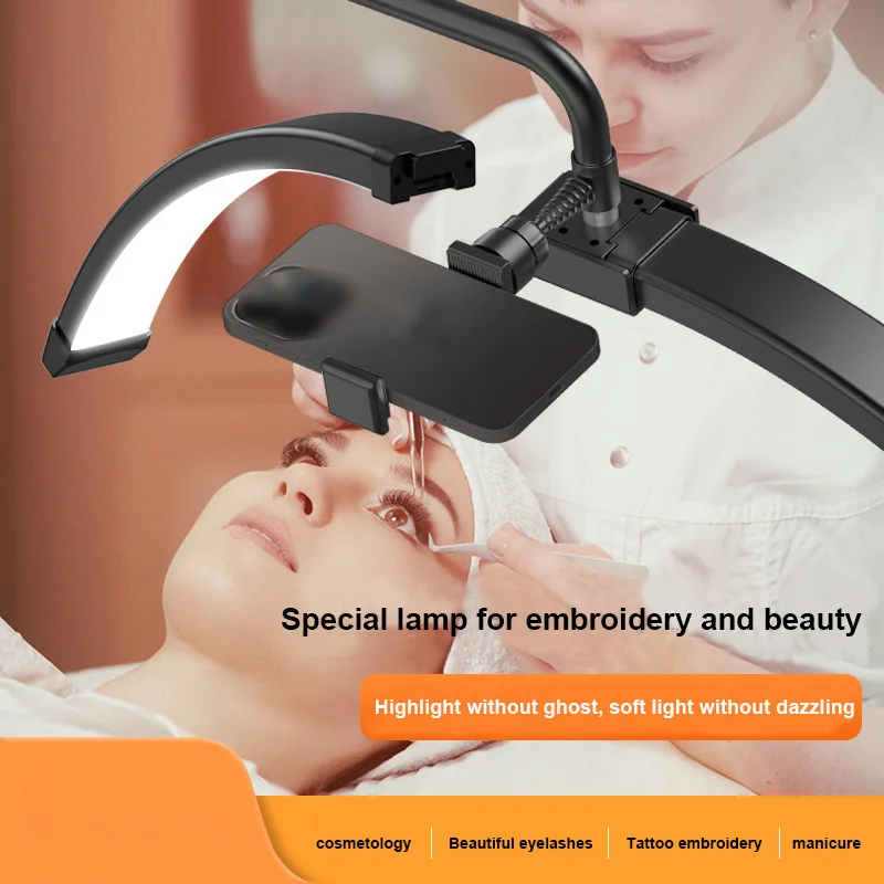 LED Lash Light Makeup Lamp Extension Half Ring Moon Floor Lamp With Stand Lashes For Tattoo Beauty Salon Eyelash Video Lighting