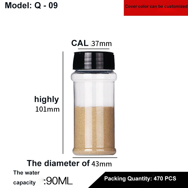 Seasoning Storage Box pepper container custom PET plastic Transparent Salt shaker Condiment bottles Cruet Kitchen herb spice jar