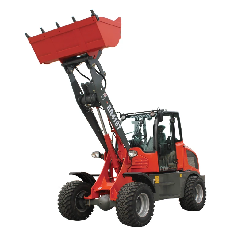  Everun Китай 1600 кг ER416T CE 4WD Мини ферма сад передний конец маленький ковш колесный погрузчик для