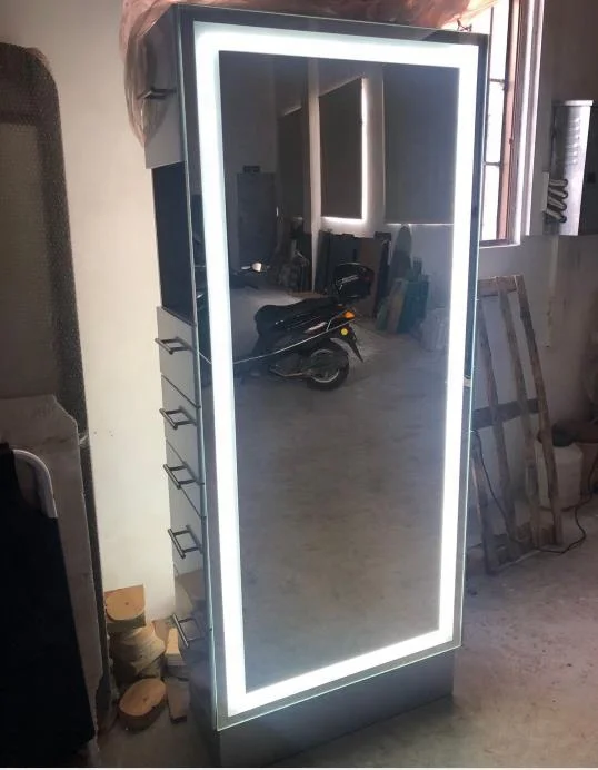 2020 Latest 5 Years Warranty Classic French Style  Heavy Duty Silver LED Hairdressing Salon Styling Stations Mirror Station