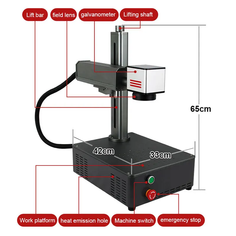 JM 20W /30W Mini Impresora Desktop Max Fiber Laser Marking Machine for metal and non-metal material industry laser equipment