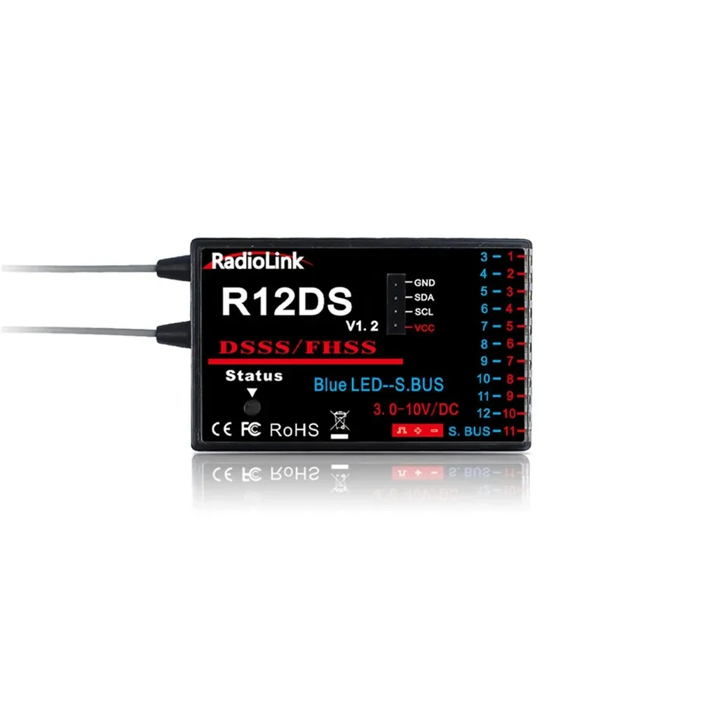Radiolink 2.4GHz R12DS 12 Channels Receiver Support SBUS/PWM For AT9 AT9S Pro AT10 AT10II RC Transmitter