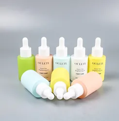 15ml 20ml 30ml 50ml Essential Oil Serum Flat Shoulder Translucent Glass Dropper Bottle for eye cream With Pipette