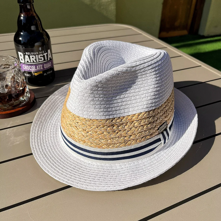 Summer white short eaves rolled edge straw hat women sunshade sunscreen sun hat seaside beach hat