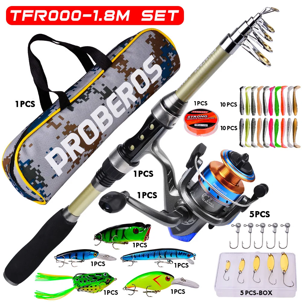 Hot Sale Fishing Rod And Reel ComboFishing Set With Bag Spinning Reel Lure Line lure hard and soft bait Accessory Set pesca