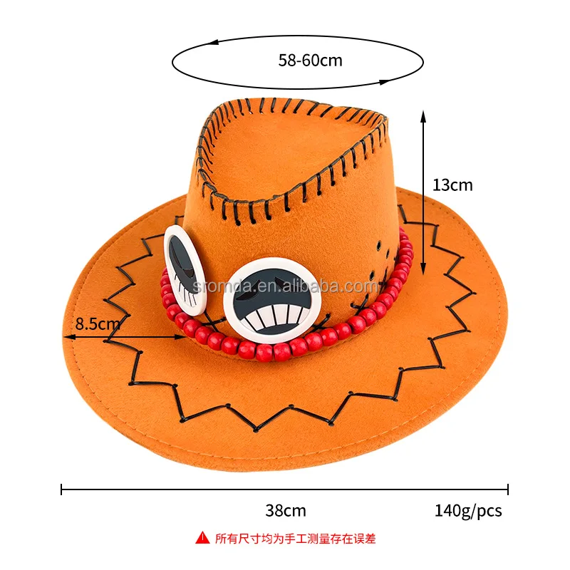 Wholesale ONE PIECED Ace Cap Cosplay Fire Fist Ace Straw Hat Anime Cosplay Sports Cap Western Cowboy Jazz Hat