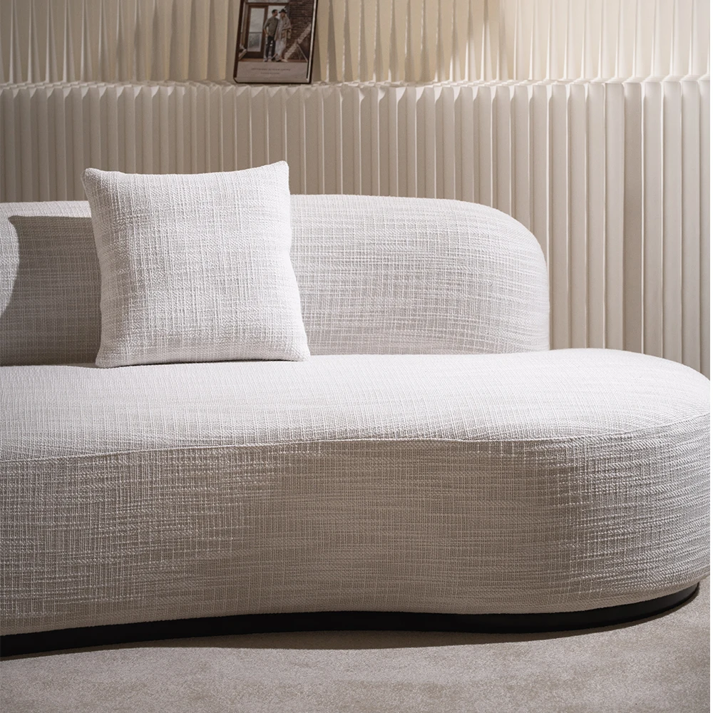 Corner Couch Luxury Living Room Furniture Sectional Modular Boucle Curved Sofa Nordic Modern for Home High Quality White Wood