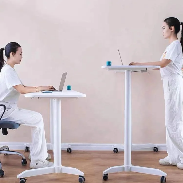 Ergonomic Pneumatic Two Legs Height Adjustable Office Desk Working Table Standing Home Office Desk