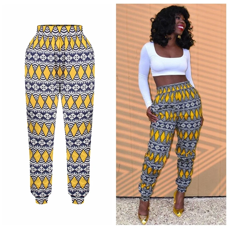 
African Style Clothing 2020 New Design High Waist Floral Harem Women Print African Pants 
