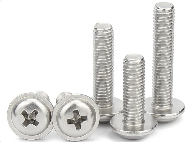 304 Stainless steel cross round head screws with washers DIN967 Cross recessed pan head bolts with meshes M2M3M4M5M6