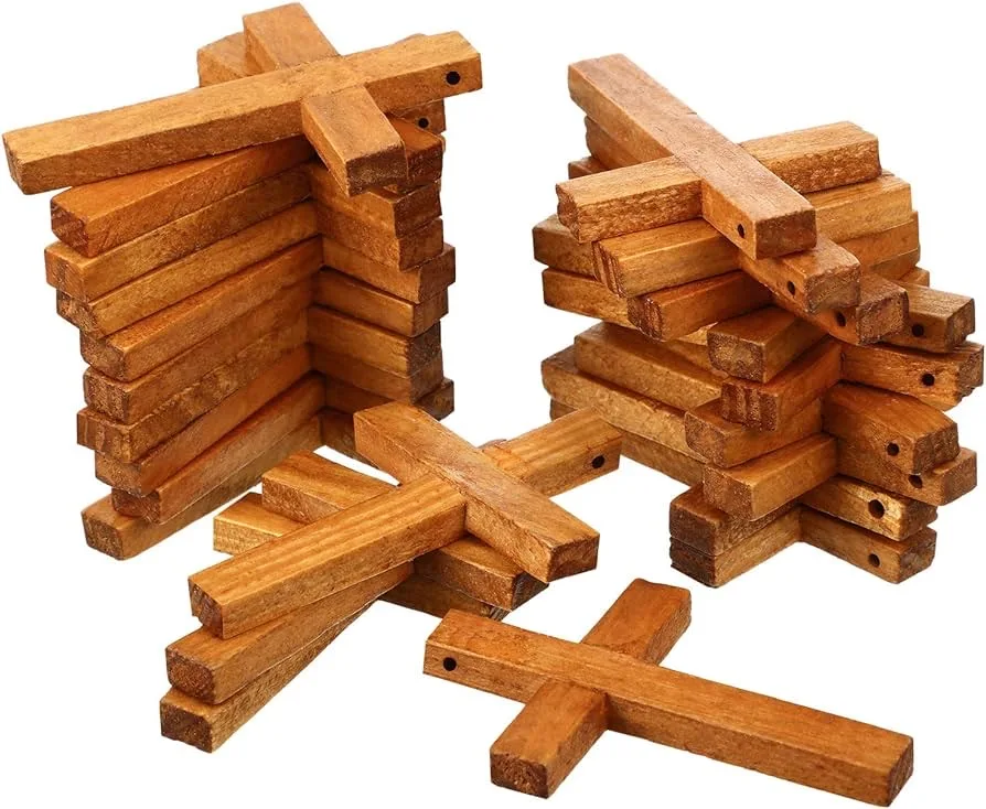 Natural Wooden Cross Wooden Cross Pendant Mini Cross Beads DIY Crafts Jewelry Making Wood